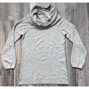 Kinross Cashmere Cowl Neck Sweater Womens Medium Heather Gray Long Sleeve Knit